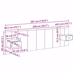 Tête De Lit Avec Armoire 3 Pcs Bois Ancien Bois D'Ingénierie Vidaxl - Vue supplémentaire 2