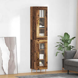 Haut Armoire 2 Pcs Bois Ancien Verre Vidaxl