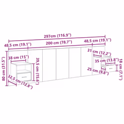 Tête De Lit Avec Armoire Avec Tiroir 3 Pcs Chêne Artisanal Vidaxl - Vue supplémentaire 2