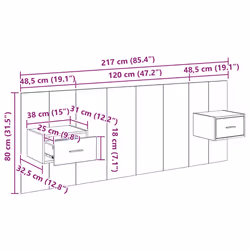 Tête De Lit Avec Armoire Avec Tiroir 3 Pcs Chêne Artisanal Vidaxl - Vue supplémentaire 2