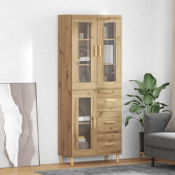 Haut Armoire Avec Tiroir Chêne Artisanal 69,5 X 34 X 180 Cm Vidaxl