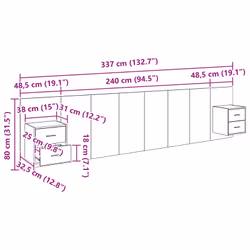Tête De Lit Avec Armoire Avec Tiroir 3 Pcs Chêne Artisanal Vidaxl - Vue supplémentaire 2