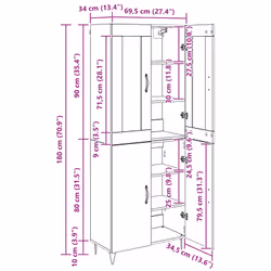 Haut Armoire Chêne Artisanal 69,5 X 34 X 180 Cm Vidaxl - Vue supplémentaire 2