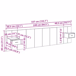 Tête De Lit Avec Armoire Avec Tiroir 3 Pcs Chêne Artisanal Vidaxl - Vue supplémentaire 2