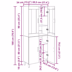 Haut Armoire Chêne Artisanal 69,5 X 34 X 180 Cm Vidaxl - Vue supplémentaire 2