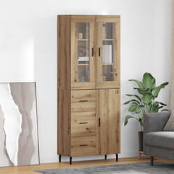 Haut Armoire 2 Pcs Chêne Artisanal Bois Aggloméré Et Verre Vidaxl