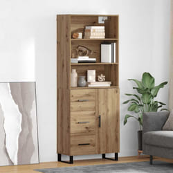 Haut Armoire Avec Tiroir Chêne Artisanal 69,5 X 34 X 180 Cm Vidaxl