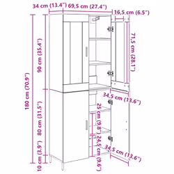 Haut Armoire 2 Pcs Chêne Artisanal Bois Aggloméré Et Verre Vidaxl - Vue supplémentaire 2