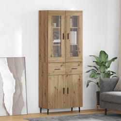 Haut Armoire 2 Pcs Chêne Artisanal Bois Aggloméré Et Verre Vidaxl