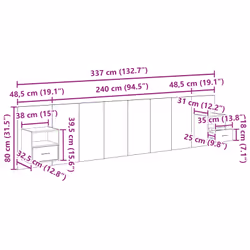 Tête De Lit Avec Armoire Avec Tiroir 3 Pcs Chêne Artisanal Vidaxl - Vue supplémentaire 2