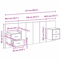 Tête De Lit Avec Armoire Avec Tiroir 3 Pcs Chêne Artisanal Vidaxl - Vue supplémentaire 2