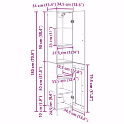 Haut Armoire 2 Pcs Chêne Noir Bois D'Ingénierie Vidaxl - Vue supplémentaire 2