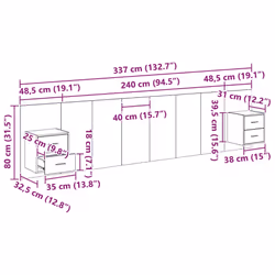Tête De Lit Avec Armoire 3 Pcs Chêne Noir Bois D'Ingénierie Vidaxl - Vue supplémentaire 2