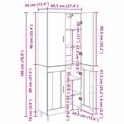 Haut Armoire 2 Pcs Chêne Noir Bois Aggloméré Et Verre Vidaxl - Vue supplémentaire 2