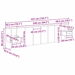 Tête De Lit Avec Armoire 3 Pcs Chêne Noir Bois D'Ingénierie Vidaxl - Vue supplémentaire 2