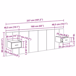 Tête De Lit Avec Armoire 3 Pcs Chêne Noir Bois D'Ingénierie Vidaxl - Vue supplémentaire 2