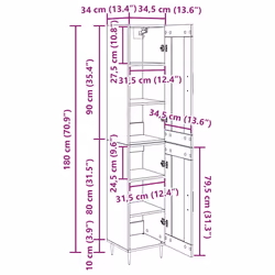 Haut Armoire 2 Pcs Chêne Noir Verre Vidaxl - Vue supplémentaire 2