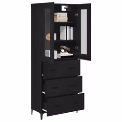 Haut Armoire Chêne Noir 69,5 X 34 X 180 Cm Bois D'Ingénierie Vidaxl - Vue supplémentaire 2