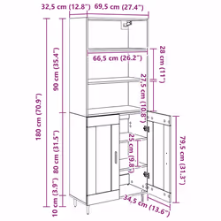 Haut Armoire Chêne Noir 69,5 X 34 X 180 Cm Vidaxl - Vue supplémentaire 2