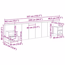Tête De Lit Avec Armoire 3 Pcs Chêne Noir Bois D'Ingénierie Vidaxl - Vue supplémentaire 2