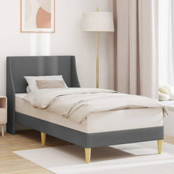 Cadre de lit 90 x 200 cm VIDAXL gris foncé en tissu avec tête de lit et sommier à lattes