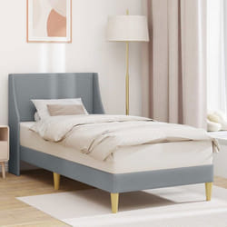 Lit complet - meuble et sommier et matelas Vidaxl Cadre de lit avec tête de lit Gris clair 100 x 200 cm tissu