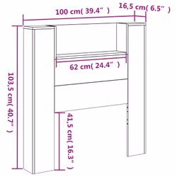 Tête De Lit Chêne Brun 100 X 16,5 X 103,5 Cm Bois D'Ingénierie Vidaxl - Vue supplémentaire 2