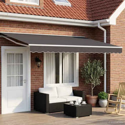 vidaXL Cadre de store manuel avec LEDs Blanc Gris Anthracite 5 x 3 m 3420689