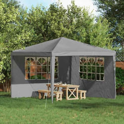 vidaXL Mur de tente de fête 2 pcs 300 x 195 cm Gris clair PE et acier 42033005