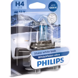 Ampoule halogène PHILIPS H4 WhiteVision Ultra 12V, 60/55W, 1 pièce