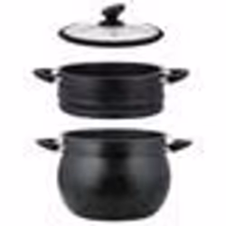 Couscoussier en acier inoxydable 15L avec couvercle en verre Royalty Line RLCP15LM - TU