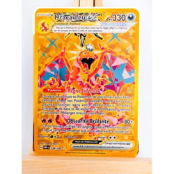 Carte métallique pokémon couleur or - Dracaufeu EX - Flammes obsédiennes - Version française