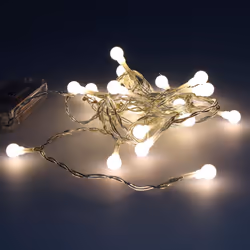 Guirlande sphérique à piles 20 leds 8mm lumière white warm 2,3m 2xaa piles non incluses ip20 câble transparent 10cm entre les ...