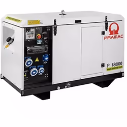 Groupe électrogène 230 V monophasé avec AVR PRAMAC. Ce groupe électrogène est idéal pour une utilisation dans les zones résid ...