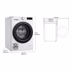 LG F4WR5010A6W machine à laver Charge avant 10 kg 1400 tr/min Blanc