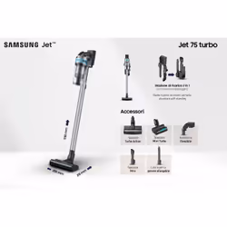 Samsung Jet 75 turbo Batterie Sec HEPA Sans sac 0,8 L 550 W Noir, Chrome, Couleur menthe, Bleu - Vue supplémentaire 4