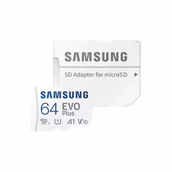 Samsung EVO PLUS, 64 Go, MicroSDXC, Classe 10, UHS-I, 130 Mo/s, Class 1 (U1)