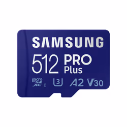 Samsung PRO Plus, 512 Go, MicroSDXC, Classe 10, UHS-I, 160 Mo/s, 120 Mo/s