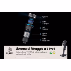 Samsung VS20C9554TK Aspirateur balai Batterie Sec Cyclonique Sans sac 0,8 L 580 W Noir - Vue supplémentaire 5