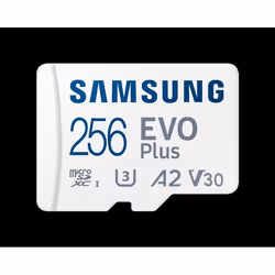 Samsung Micro SD Card 256GB EVO PLUS/w Adapter, 256 Go, SDXC, Classe 10, 160 Mo/s