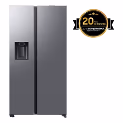 Samsung Réfrigérateur Bespoke AI- Américain- Platinum Inox- Ecran interne - 634L - RS80F66KBTEF- Classe B, Pose libre, Améric ...