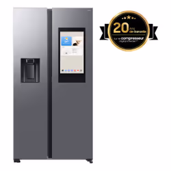 Samsung Series 9 Réfrigérateur Bespoke AI Family Hub -Américain- Platinum Inox- 614L - RS90F66BETEF- Classe E, Pose libre, Am ...