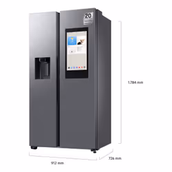 Samsung Series 9 Réfrigérateur Bespoke AI Family Hub -Américain- Platinum Inox- 614L - RS90F66BETEF- Classe E