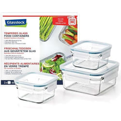Glasslock - Lot de 3 Boîtes en Verre Trempé (2 x 440 ml + 1 x 1130 ml) - Hermétiques Résistantes Compatibles Four & Congélateur