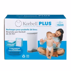 Recharges 26L pour poubelle à couches KORBELL - Pack de 3 - Blanc