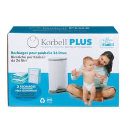 Recharges 26L pour poubelle à couches KORBELL - Pack de 3 - Blanc