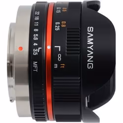 Samyang 7.5mm f/3.5 UMC Fisheye MILC Objectif large "fish eye" Noir