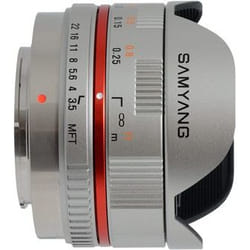 Samyang 7.5mm f/3.5 UMC Fisheye MILC Objectif large "fish eye" Argent