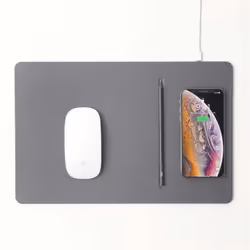 POUT Tapis de souris avec charge rapide sans fil HANDS 3 PRO couleur grise, Gris, Monochromatique, Synthétique ABS, Polyuréth ...