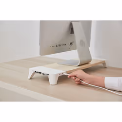 POUT Support de moniteur avec chargeur rapide et charge sans fil pour les appareils 3-en-1 EYES 8 couleur blanche
